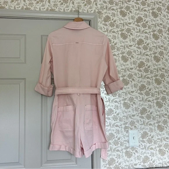 White House Black Market Pink Utility Romper – Size 8 - Picture 3 of 8